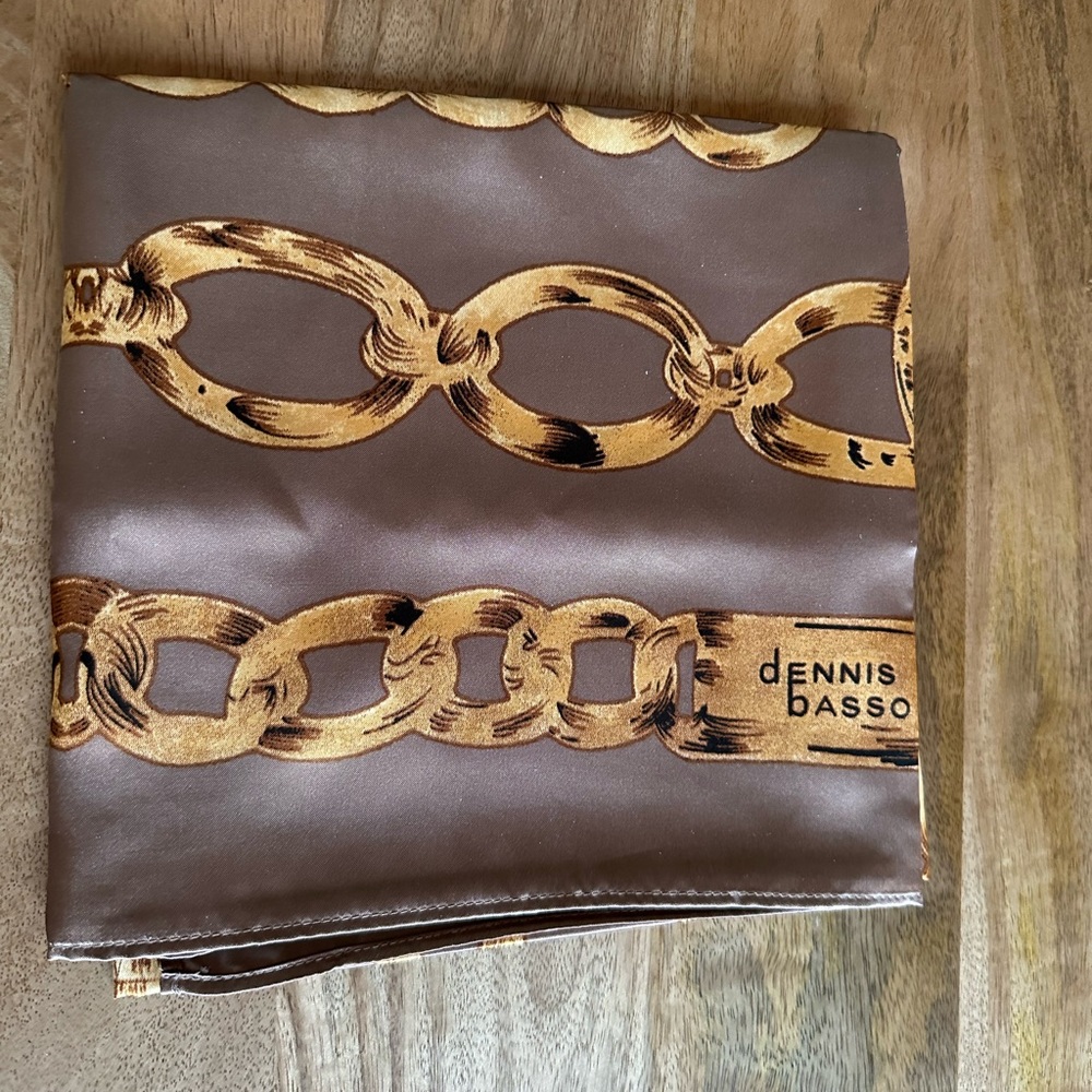 2 Dennis Basso Scarves Blue and Taupe - Picture 6 of 11